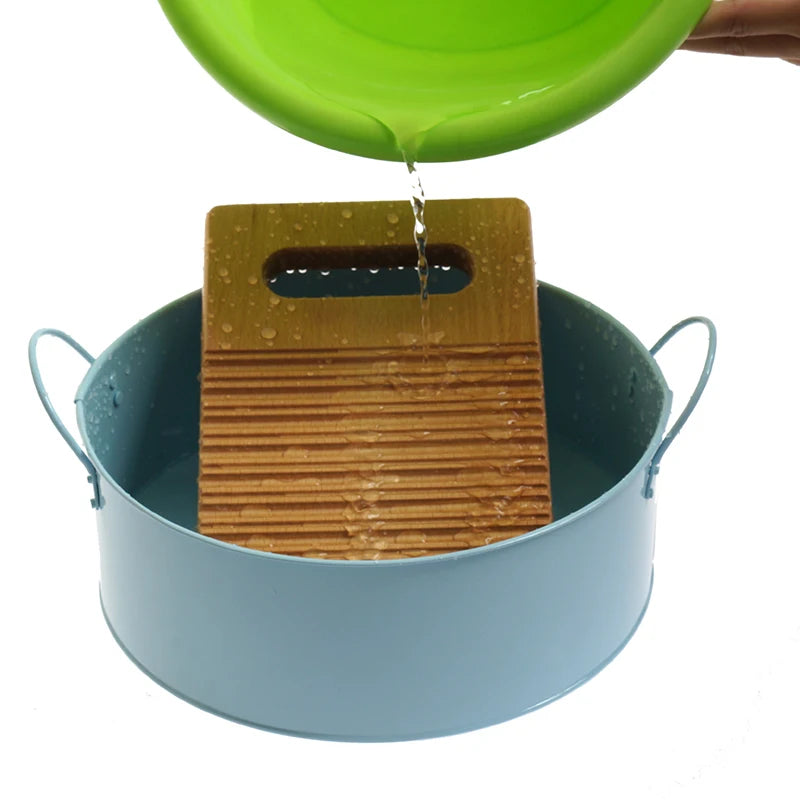 Montessori Laundry  Activity Washing Clothes Kids Practical Life Materials Wood Washboard/ Metal Tub Basic Skill Learning Tool