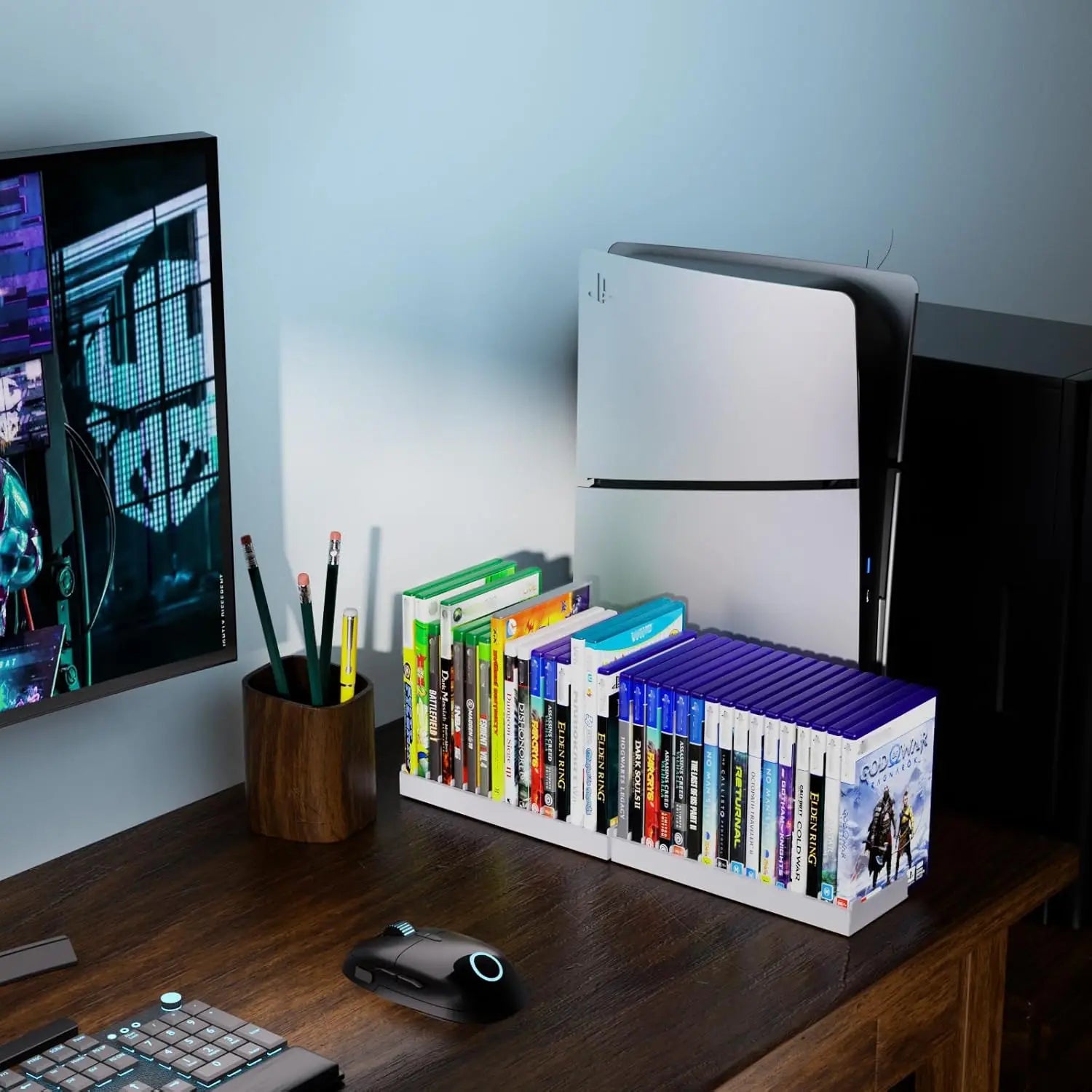 Video Game Storage Holder for for PS5/ PS4/ PS3/ PS2/ Xbox One/Xbox Series X/S/Wii/Switch/Switch 2 Game Cases, DVD