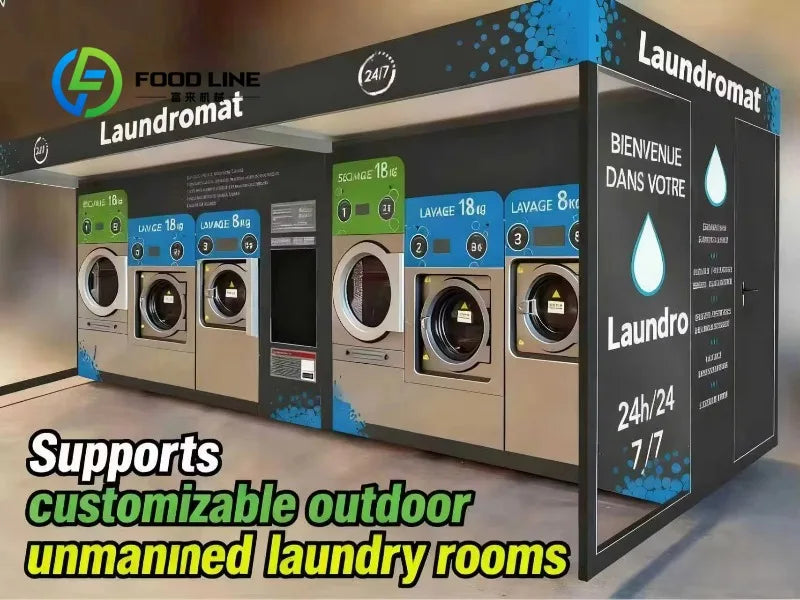 High Efficiency Heavy Duty Industrial Commercial Laundry Washing Machine with Dryer for Outdoor Laundry Use customize